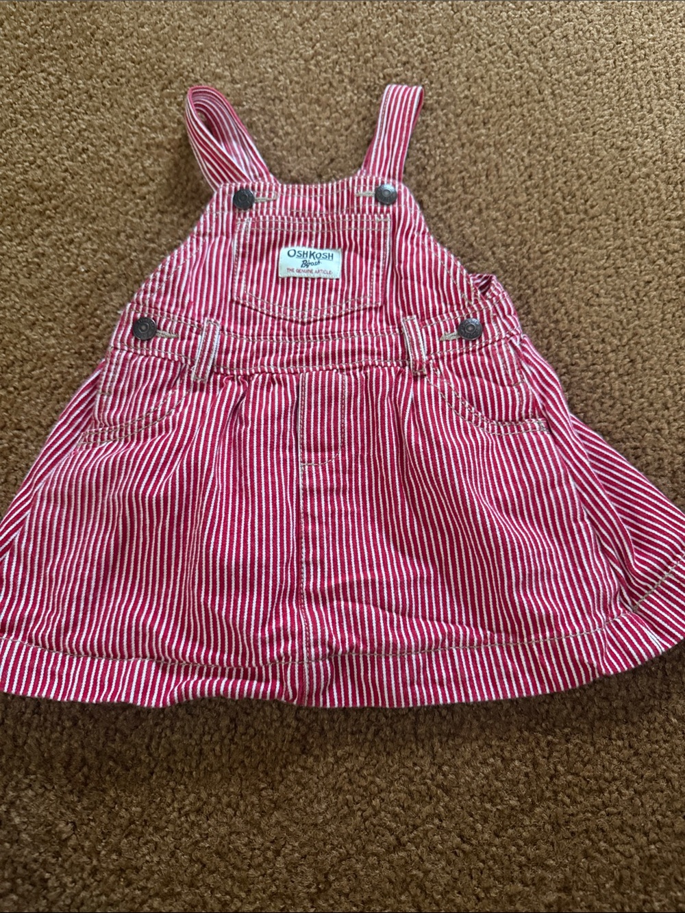 OshKosh B'gosh Pink and White Striped Overall Dress 2017
